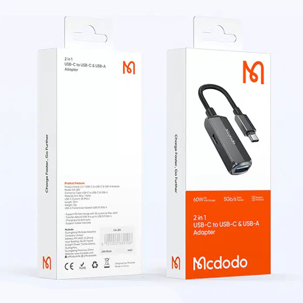 مبدل لایتنینگ به USB OTG/تایپ سی مک دودو مدل CA-283