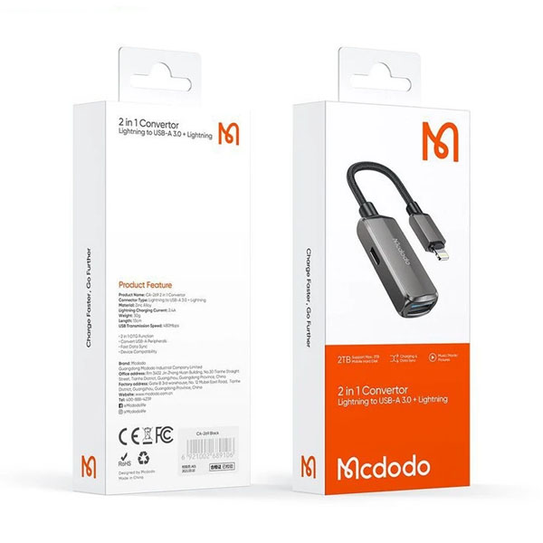 مبدل لایتنینگ به USB OTG/لایتنینگ مک دودو مدل CA-269